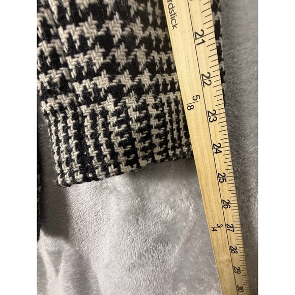 Talbots Women's Black & Off White Houndstooth Plaid Longer Coat Jacket Sz 14 - Picture 14 of 16
